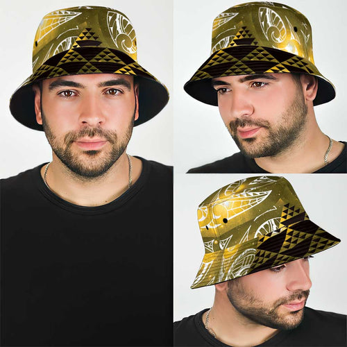 Matariki New Zealand Bucket Hat NZ Niho Taniwha Maori New Year Yellow Galaxy
