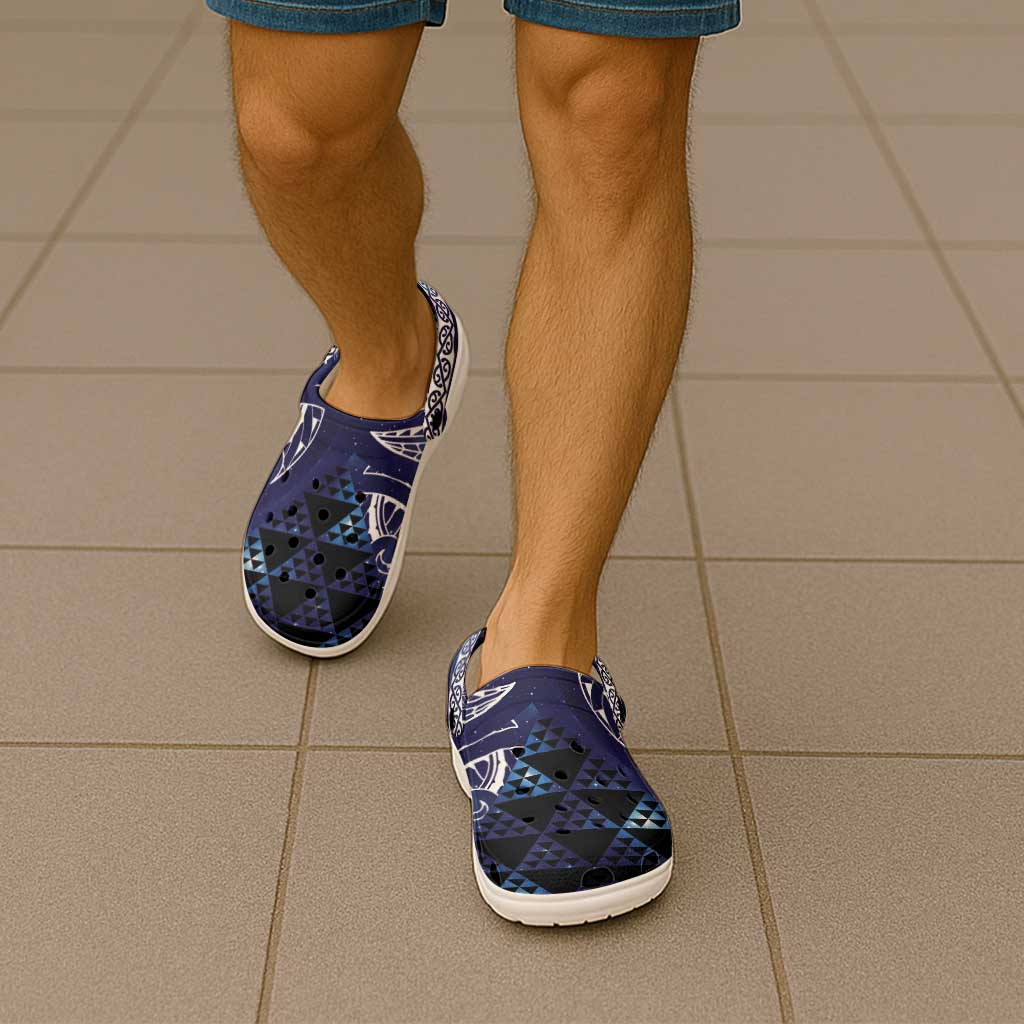 Matariki New Zealand Clogs Shoes NZ Niho Taniwha Maori New Year Blue Galaxy