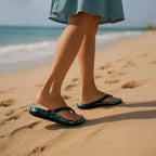 Matariki New Zealand Flip Flops NZ Niho Taniwha Maori New Year Cyan Galaxy