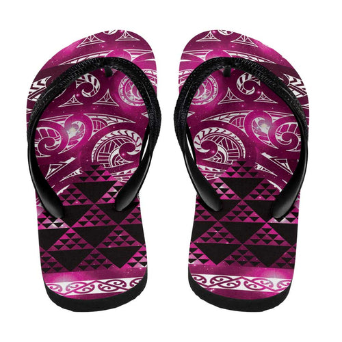 Matariki New Zealand Flip Flops NZ Niho Taniwha Maori New Year Pink Galaxy