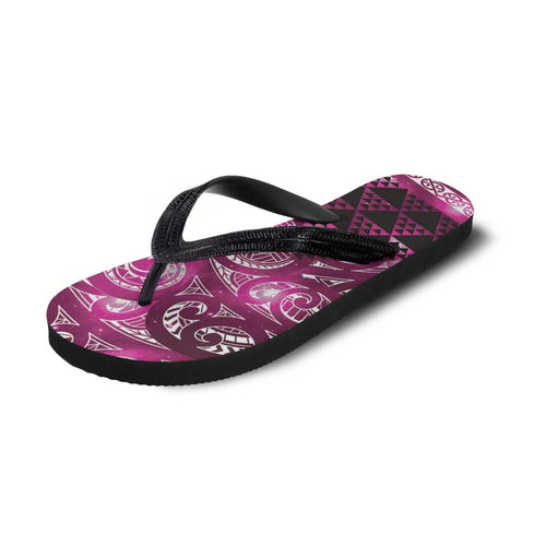 Matariki New Zealand Flip Flops NZ Niho Taniwha Maori New Year Pink Galaxy