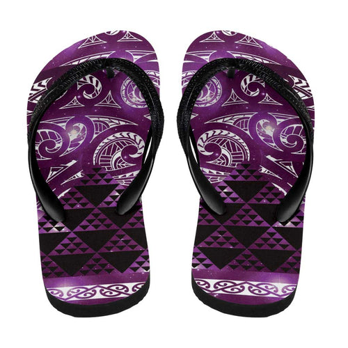 Matariki New Zealand Flip Flops NZ Niho Taniwha Maori New Year Purple Galaxy