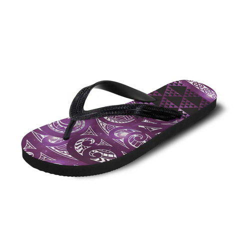 Matariki New Zealand Flip Flops NZ Niho Taniwha Maori New Year Purple Galaxy