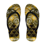 Matariki New Zealand Flip Flops NZ Niho Taniwha Maori New Year Yellow Galaxy