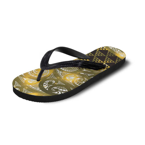 Matariki New Zealand Flip Flops NZ Niho Taniwha Maori New Year Yellow Galaxy