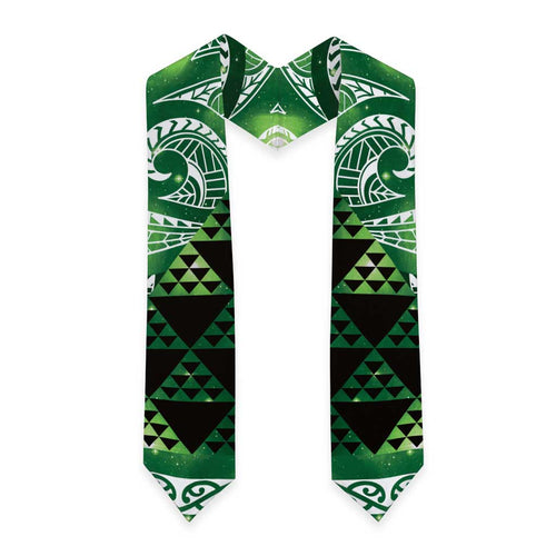 Matariki New Zealand Graduation Stole NZ Niho Taniwha Maori New Year Green Galaxy