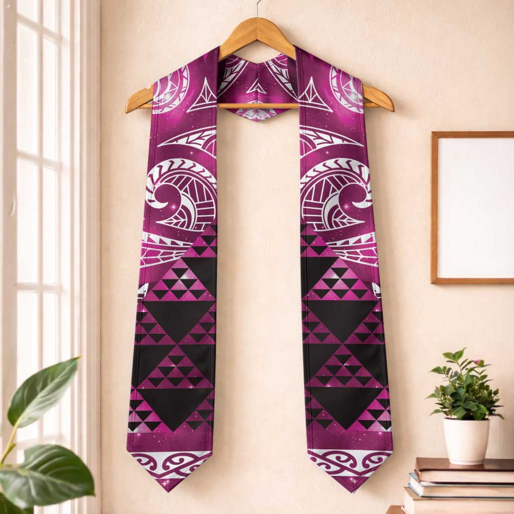 Matariki New Zealand Graduation Stole NZ Niho Taniwha Maori New Year Pink Galaxy