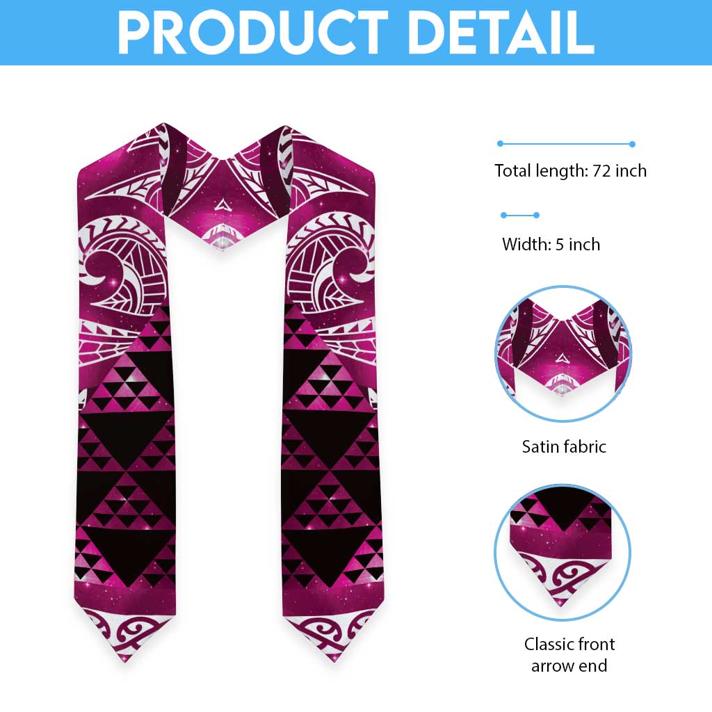 Matariki New Zealand Graduation Stole NZ Niho Taniwha Maori New Year Pink Galaxy