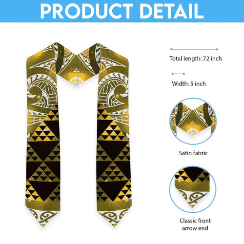 Matariki New Zealand Graduation Stole NZ Niho Taniwha Maori New Year Yellow Galaxy