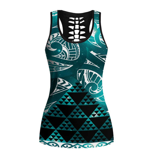 Matariki New Zealand Hollow Tank Top NZ Niho Taniwha Maori New Year Cyan Galaxy