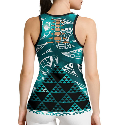 Matariki New Zealand Hollow Tank Top NZ Niho Taniwha Maori New Year Cyan Galaxy