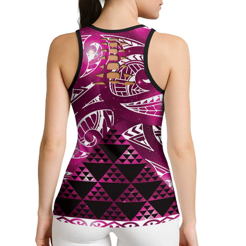 Matariki New Zealand Hollow Tank Top NZ Niho Taniwha Maori New Year Pink Galaxy