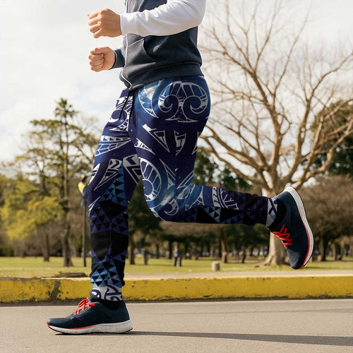 Matariki New Zealand Jogger Pants NZ Niho Taniwha Maori New Year Blue Galaxy