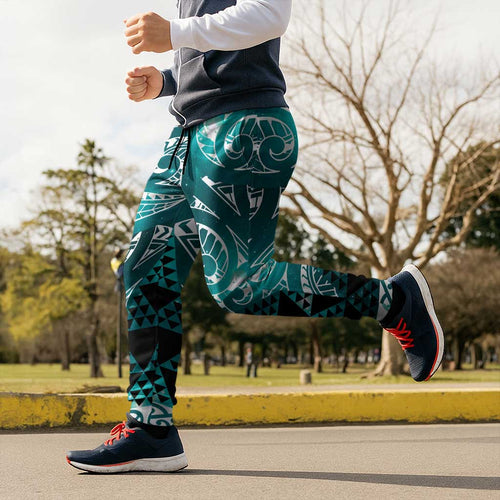 Matariki New Zealand Jogger Pants NZ Niho Taniwha Maori New Year Cyan Galaxy