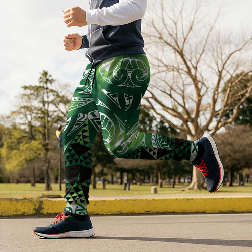 Matariki New Zealand Jogger Pants NZ Niho Taniwha Maori New Year Green Galaxy