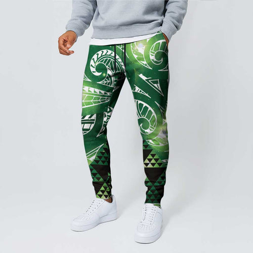 Matariki New Zealand Jogger Pants NZ Niho Taniwha Maori New Year Green Galaxy