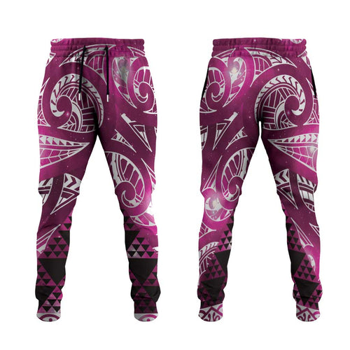 Matariki New Zealand Jogger Pants NZ Niho Taniwha Maori New Year Pink Galaxy