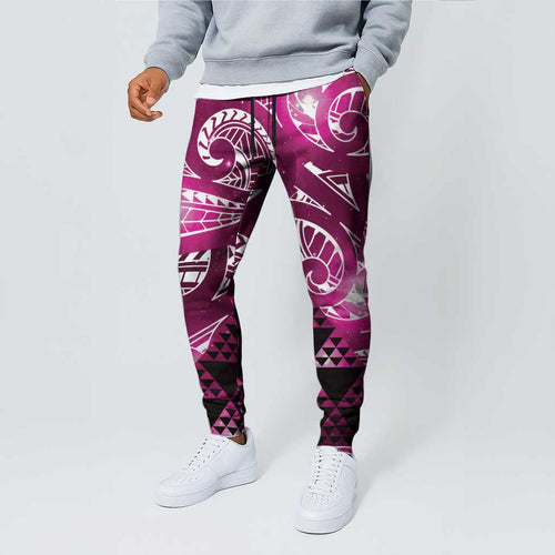 Matariki New Zealand Jogger Pants NZ Niho Taniwha Maori New Year Pink Galaxy