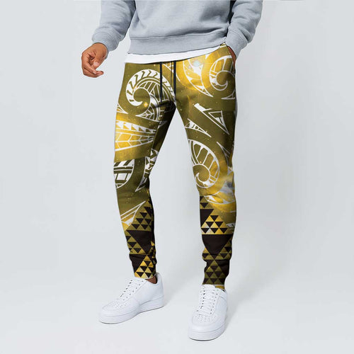 Matariki New Zealand Jogger Pants NZ Niho Taniwha Maori New Year Yellow Galaxy