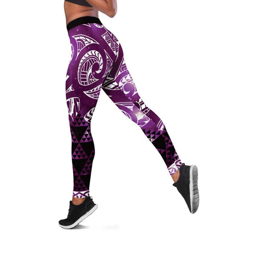 Matariki New Zealand Leggings NZ Niho Taniwha Maori New Year Purple Galaxy