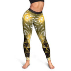 Matariki New Zealand Leggings NZ Niho Taniwha Maori New Year Yellow Galaxy