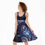 Matariki New Zealand Midi Dress NZ Niho Taniwha Maori New Year Blue Galaxy