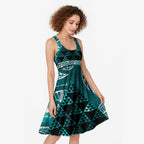 Matariki New Zealand Midi Dress NZ Niho Taniwha Maori New Year Cyan Galaxy