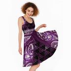 Matariki New Zealand Midi Dress NZ Niho Taniwha Maori New Year Purple Galaxy