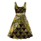 Matariki New Zealand Midi Dress NZ Niho Taniwha Maori New Year Yellow Galaxy