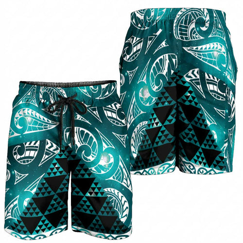 Matariki New Zealand Shorts for Men NZ Niho Taniwha Maori New Year Cyan Galaxy
