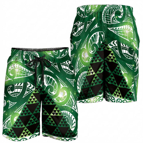 Matariki New Zealand Shorts for Men NZ Niho Taniwha Maori New Year Green Galaxy