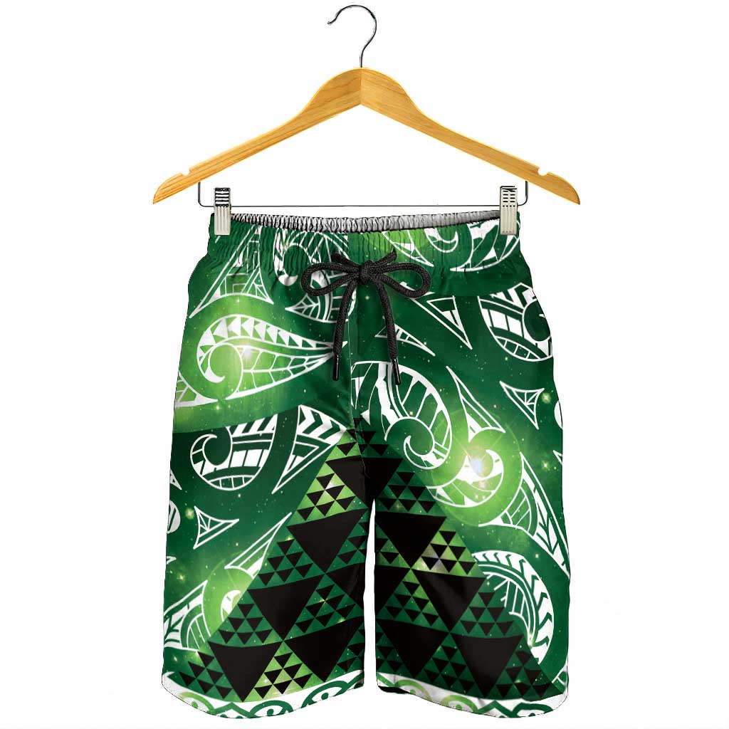 Matariki New Zealand Shorts for Men NZ Niho Taniwha Maori New Year Green Galaxy