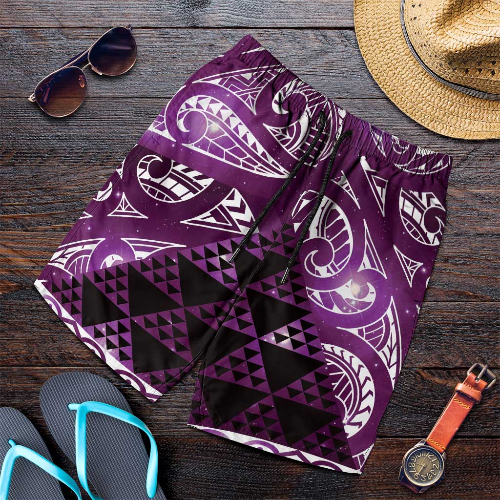 Matariki New Zealand Shorts for Men NZ Niho Taniwha Maori New Year Purple Galaxy