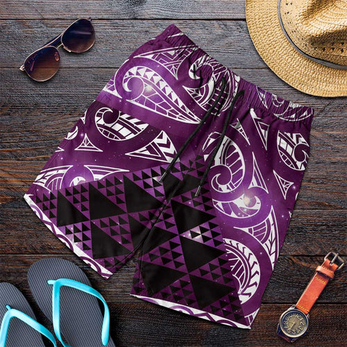 Matariki New Zealand Shorts for Men NZ Niho Taniwha Maori New Year Purple Galaxy