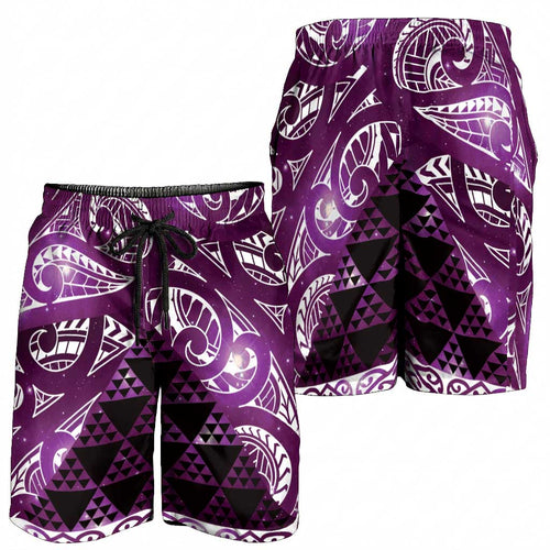 Matariki New Zealand Shorts for Men NZ Niho Taniwha Maori New Year Purple Galaxy