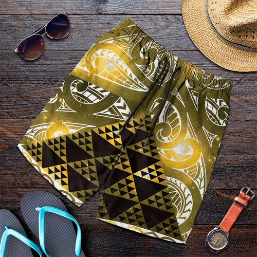 Matariki New Zealand Shorts for Men NZ Niho Taniwha Maori New Year Yellow Galaxy