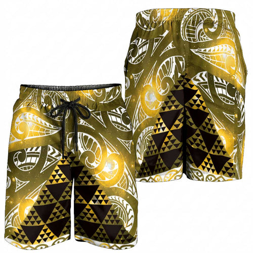 Matariki New Zealand Shorts for Men NZ Niho Taniwha Maori New Year Yellow Galaxy