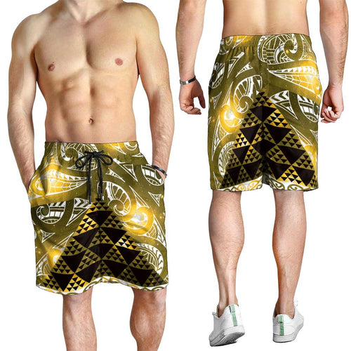 Matariki New Zealand Shorts for Men NZ Niho Taniwha Maori New Year Yellow Galaxy