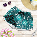 Matariki New Zealand Shorts for Women NZ Niho Taniwha Maori New Year Cyan Galaxy