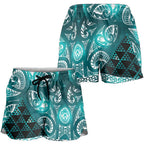 Matariki New Zealand Shorts for Women NZ Niho Taniwha Maori New Year Cyan Galaxy