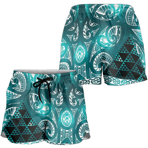 Matariki New Zealand Shorts for Women NZ Niho Taniwha Maori New Year Cyan Galaxy