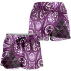 Matariki New Zealand Shorts for Women NZ Niho Taniwha Maori New Year Purple Galaxy