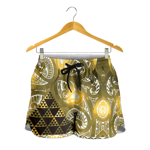 Matariki New Zealand Shorts for Women NZ Niho Taniwha Maori New Year Yellow Galaxy