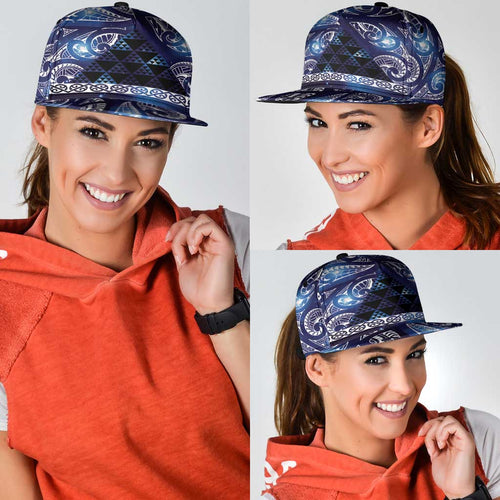 Matariki New Zealand Snapback Cap NZ Niho Taniwha Maori New Year Blue Galaxy