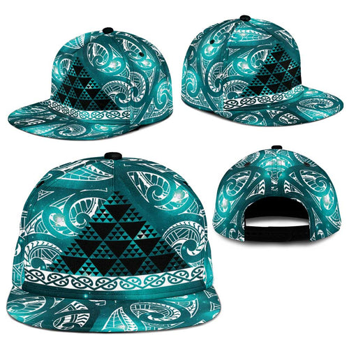 Matariki New Zealand Snapback Cap NZ Niho Taniwha Maori New Year Cyan Galaxy