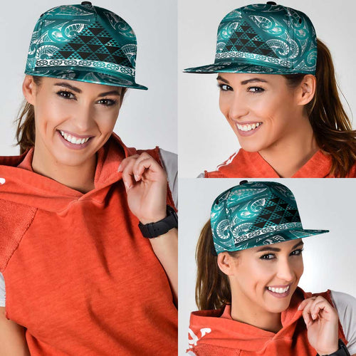 Matariki New Zealand Snapback Cap NZ Niho Taniwha Maori New Year Cyan Galaxy