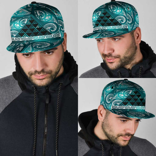 Matariki New Zealand Snapback Cap NZ Niho Taniwha Maori New Year Cyan Galaxy