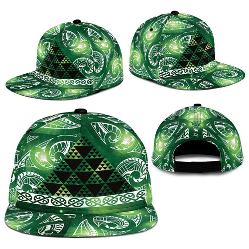 Matariki New Zealand Snapback Cap NZ Niho Taniwha Maori New Year Green Galaxy