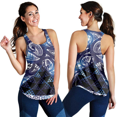 Matariki New Zealand Women Racerback Tank NZ Niho Taniwha Maori New Year Blue Galaxy