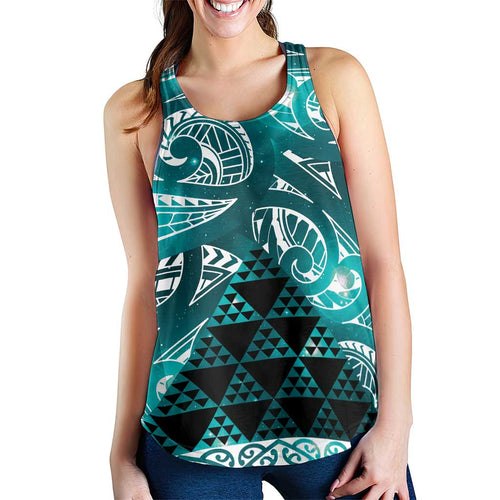 Matariki New Zealand Women Racerback Tank NZ Niho Taniwha Maori New Year Cyan Galaxy